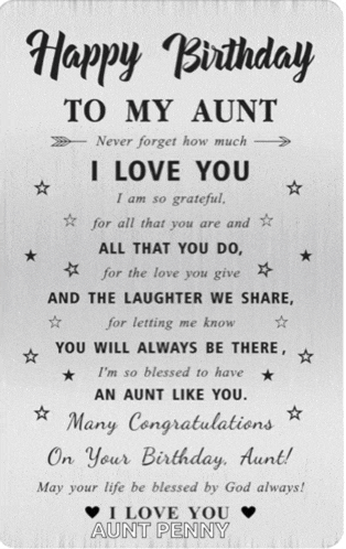 a happy birthday to my aunt penny card