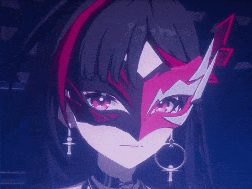 a girl with a mask on her face and earrings