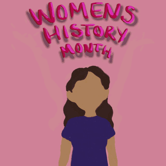 a drawing of a woman with her arms in the air and the words women 's history month