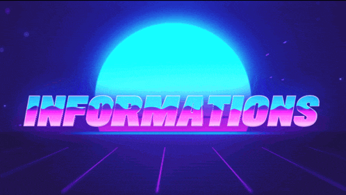 a neon sign that says information on it with a blue sun in the background