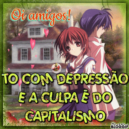a cartoon of a boy and a girl standing next to each other with a house in the background