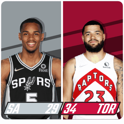 San Antonio Spurs (29) Vs. Toronto Raptors (34) First-second Period Break GIF - Nba Basketball Nba 2021 GIFs