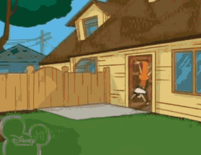 a cartoon of a house with a disney logo