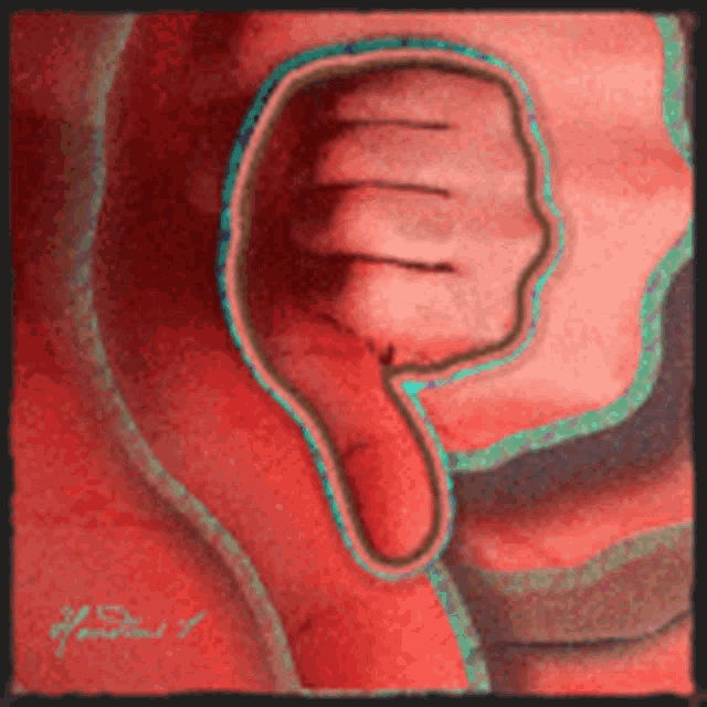 a drawing of a hand giving a thumbs down