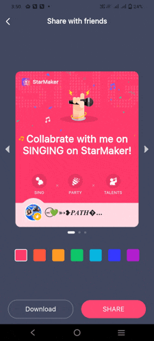 a screenshot of a share with friends page on a phone