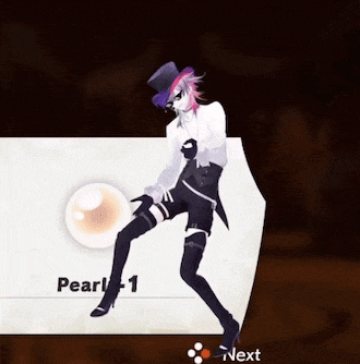 a person in a top hat is standing next to a pearl