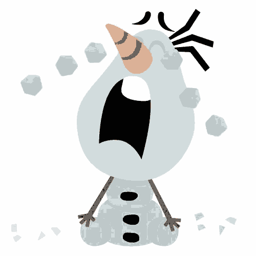 a cartoon illustration of a snowman with a screaming face