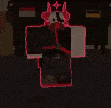 a cartoon character with horns is holding a hammer in a dark room in a video game .