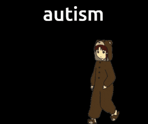 a cartoon of a girl wearing a teddy bear costume with the word autism above her