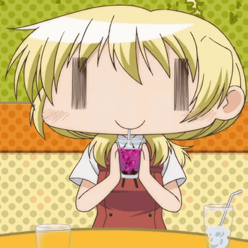 a girl with a straw in her mouth is drinking a drink