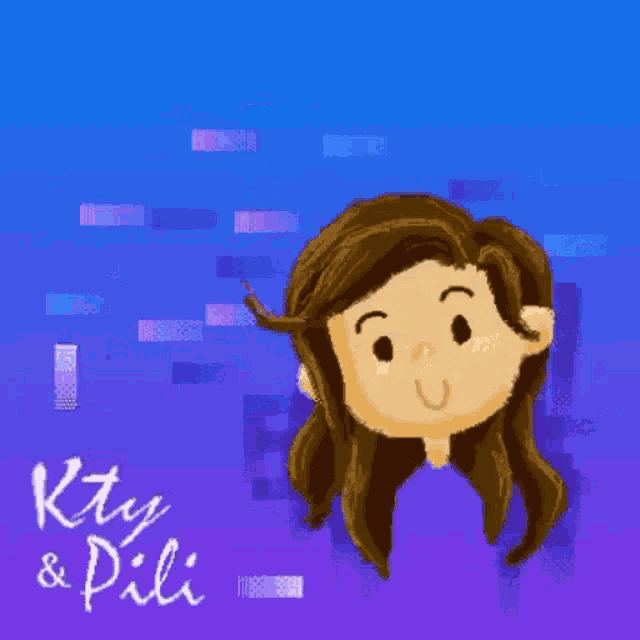 a cartoon drawing of a woman 's face with the words kty & pili below it