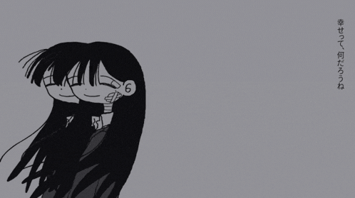 a drawing of a girl with long hair and a mask on her face