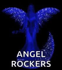 a statue of an angel with the words angel rockers above it