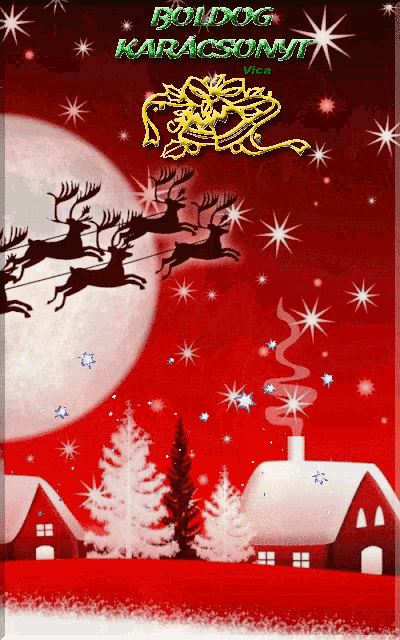 a christmas greeting card that says boldog karacsonyit