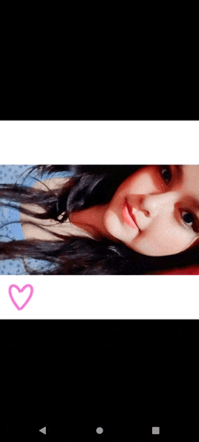 a close up of a girl 's face with a pink heart behind her