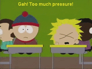 a cartoon of stan and tweek from south park sitting at desks