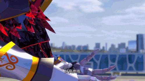 a robot with chinese writing on it 's hands