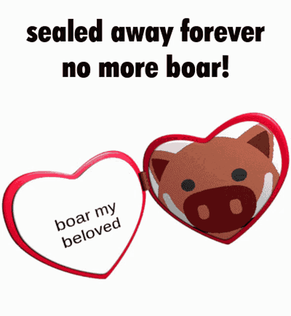 a picture of a boar with the words sealed away forever no more boar written above it
