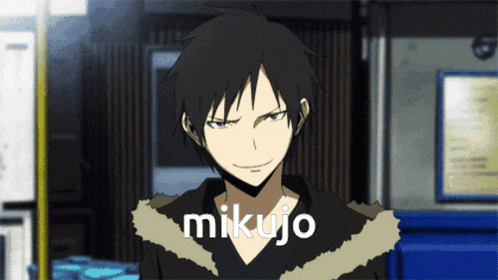 a picture of a man with the name mikujo on the bottom