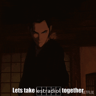 a cartoon of a man reaching out with the words let 's take lesradiol together