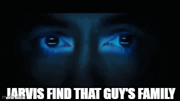 jarvis find that guy 's family is being displayed on the screen