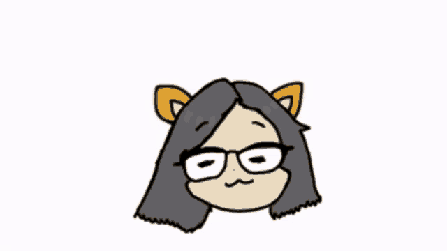 a cartoon drawing of a girl with glasses and cat ears