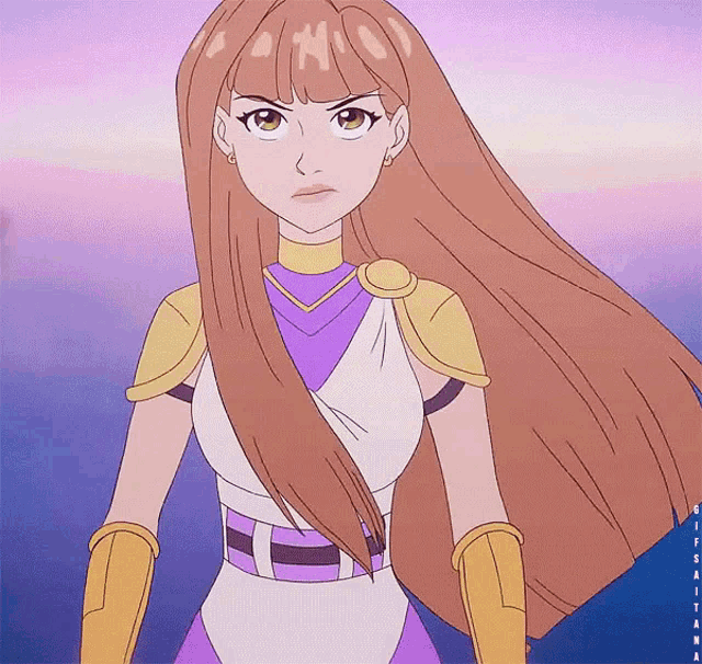 a cartoon of a girl with long brown hair