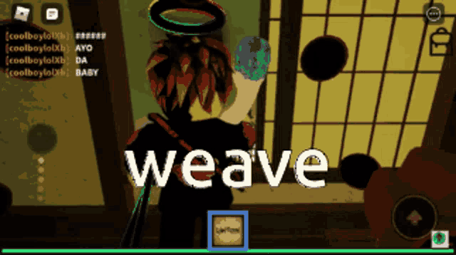 a screenshot of a video game with the word weave at the top