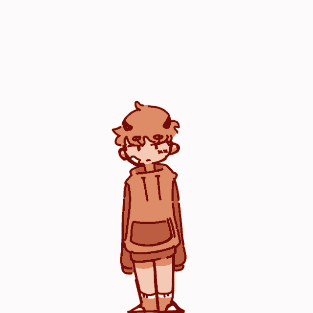 a cartoon of a boy wearing a hoodie with horns .