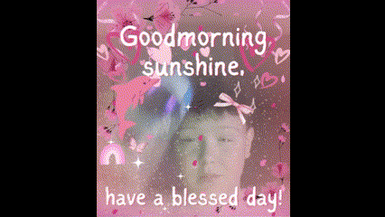 a picture of a girl with the words good morning sunshine have a blessed day on it