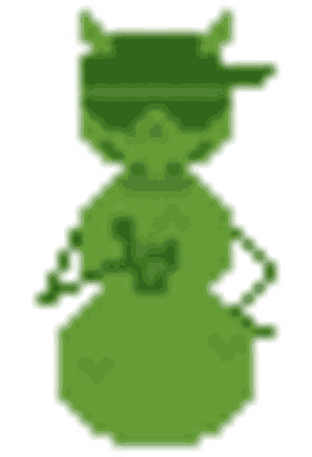 a pixel art illustration of a green frog wearing a hat and sunglasses .