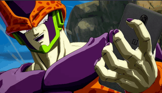 a cartoon character is taking a selfie with a cellphone