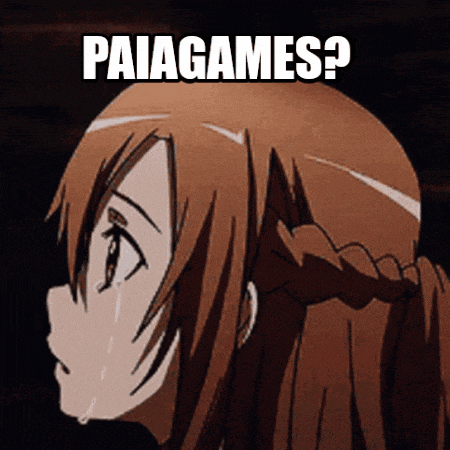 a girl is crying with the words paiagames written above her head