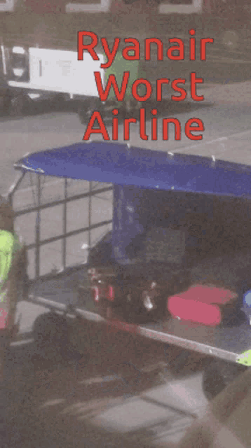 ryanair worst airline is written on a blurred image
