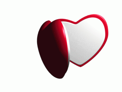 a red and white heart shaped object with a red border on a white background