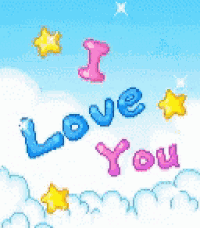 a blue and pink sign that says i love you on it