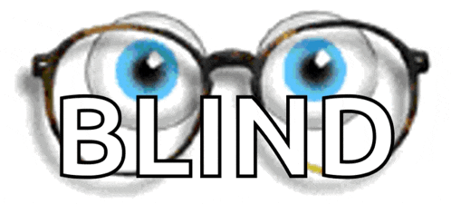 a pair of glasses with the word blind written above them