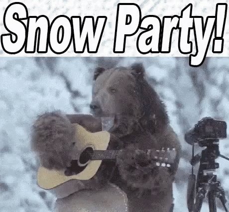 Bear Playing Guitar GIF - Bear Playing Guitar Snow Party GIFs