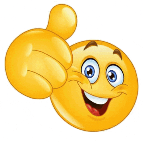 a cartoon smiley face giving a thumbs up