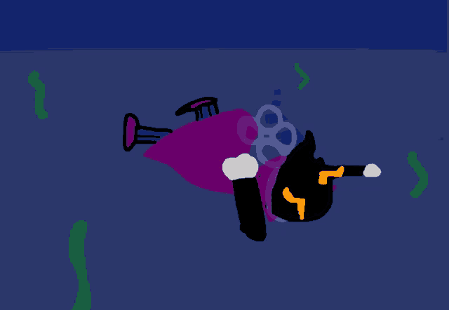 a cartoon drawing of a person in a purple dress