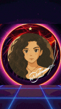 a cartoon drawing of a girl with the words " voz & canto " on the bottom