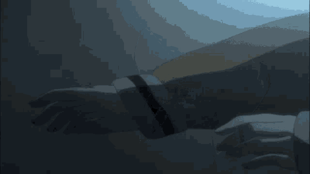 a dark blue background with a shadow of a person on it