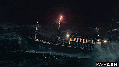 a picture of a boat in the ocean with the letters kvvcsr below it