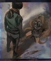 a man and a woman are holding hands while walking down a street .