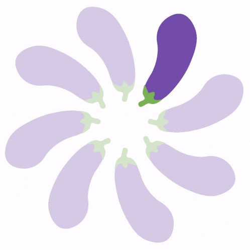 a purple eggplant is surrounded by other purple eggplant on a white background