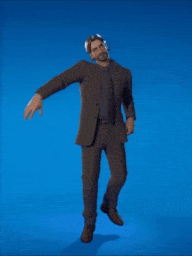 a man in a suit and tie is standing on a blue background