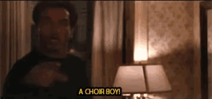 a man in a dark room with the words a choir boy on the bottom