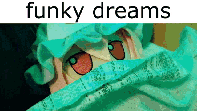 a picture of a person with the words funky dreams on the top
