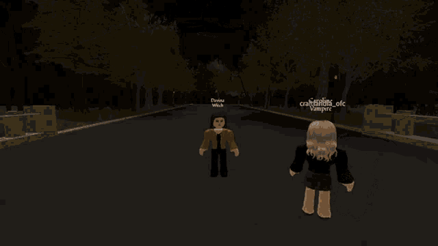 a video game character named carolina vampire is standing next to a character named danny witch