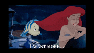 a cartoon of ariel with the words i want more